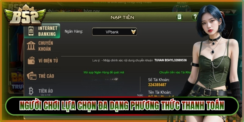 Người chơi có thể lựa chọn đa dạng phương thức thanh toán